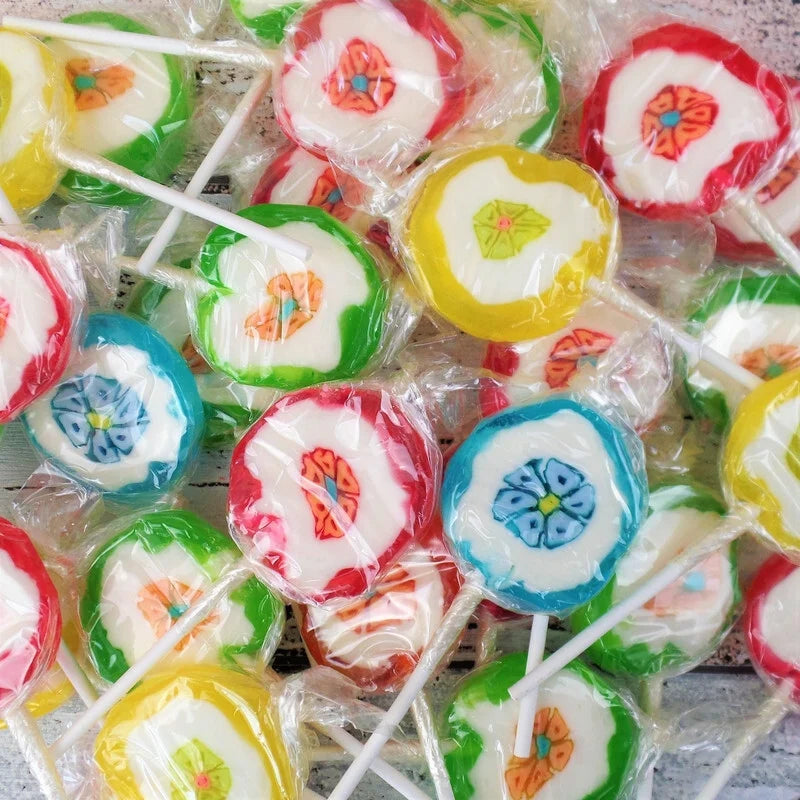 Sucette rock fruits et fleurs